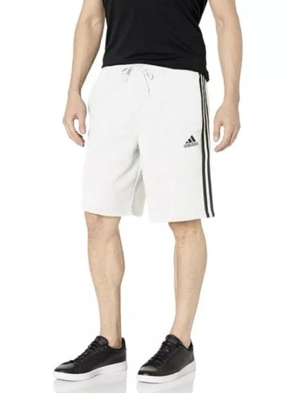 NWT adidas Essentials Fleece 3-Stripes Sweat Shorts White Black Men's 2XL H20855